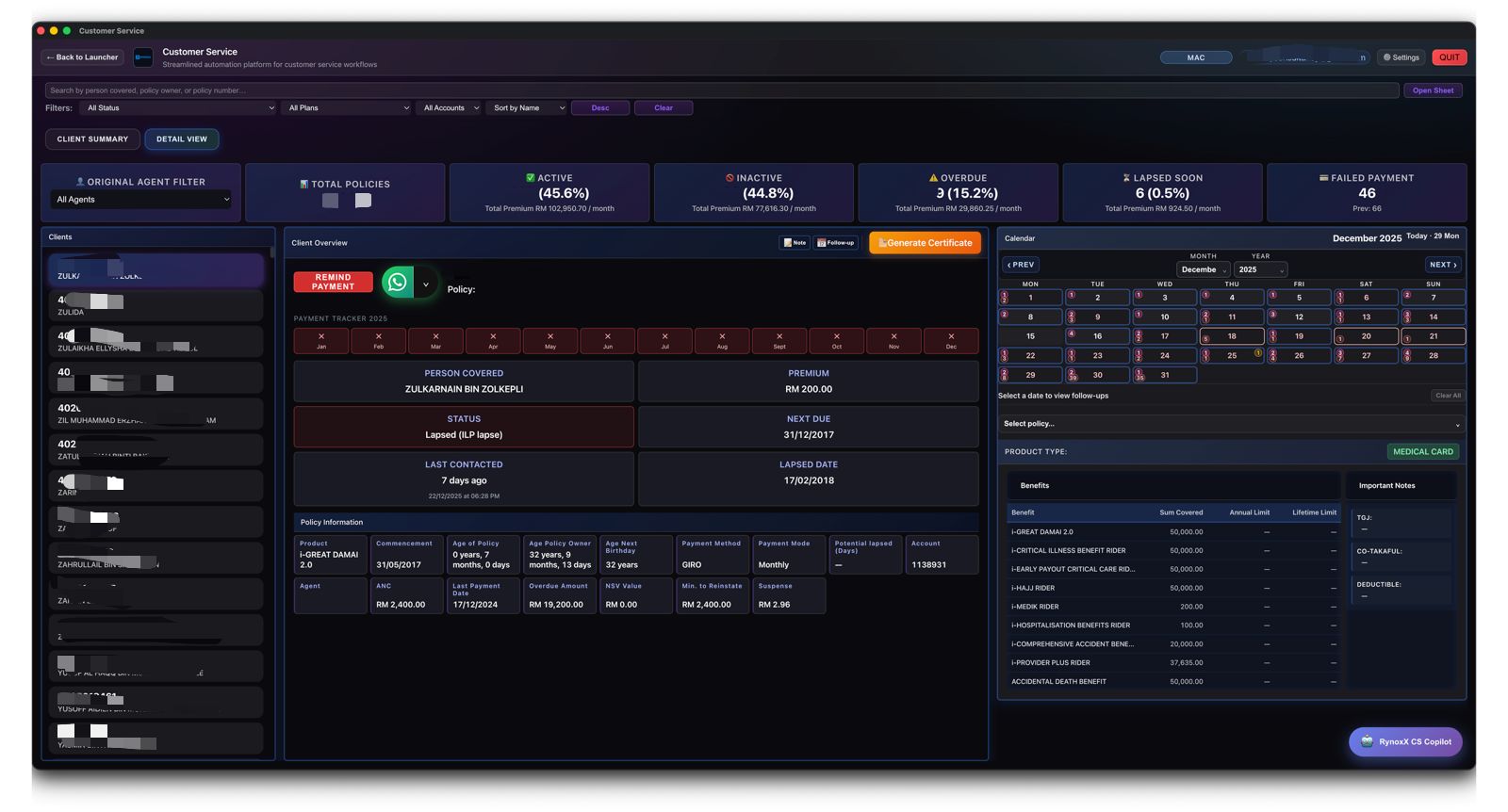 RynoxX Customer Service Module