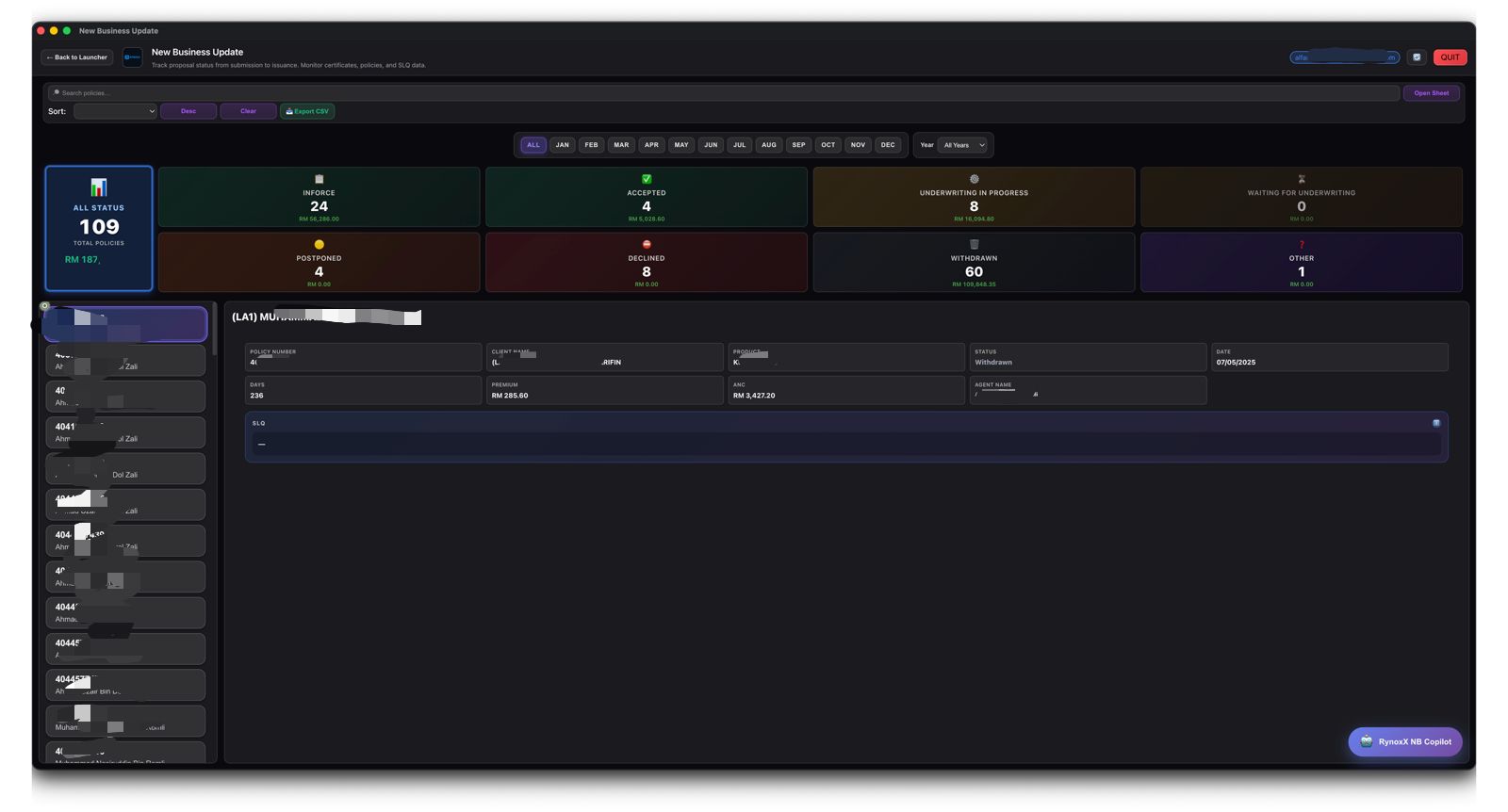 RynoxX New Business Analytics
