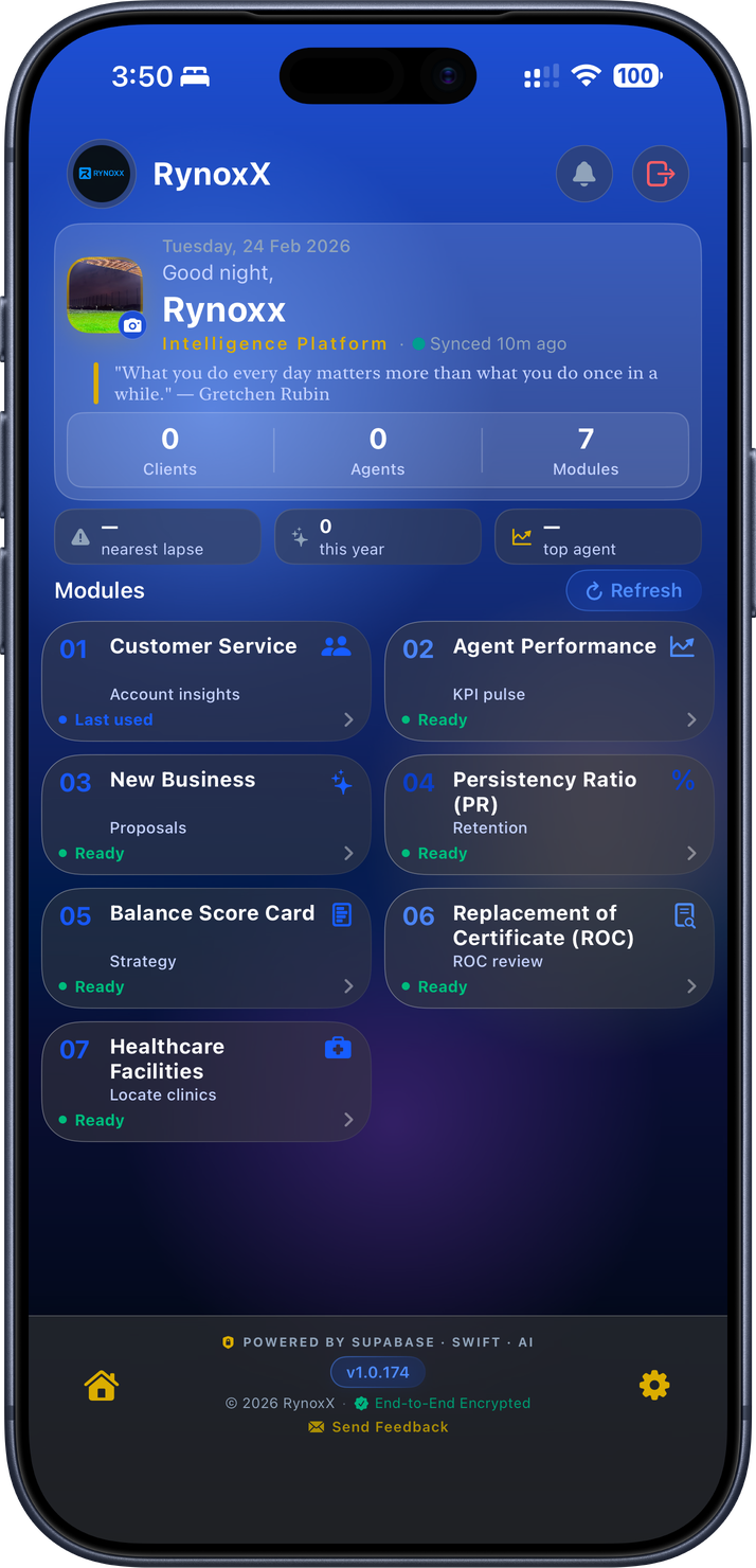 RynoxX iPhone app screenshot