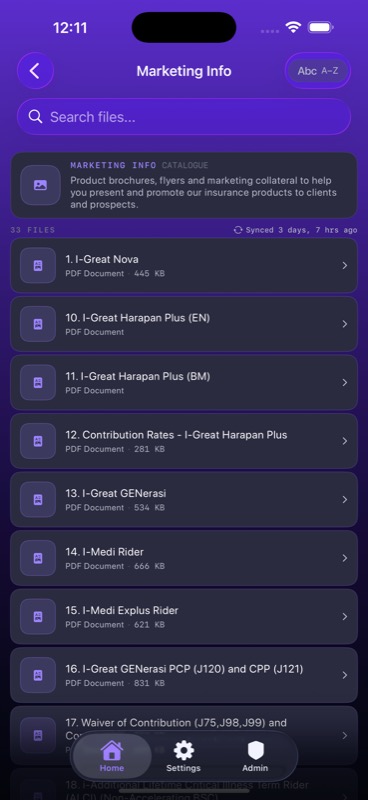 RygonN Marketing Info module screen